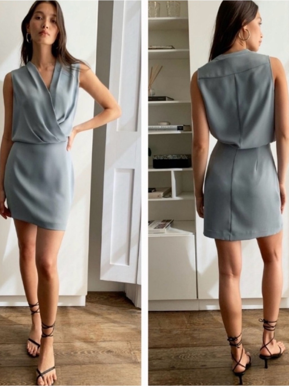 Babaton by Aritzia Phoenix Sleeveless Wrap Mini Dress - Blush Pink/Nude - Size 2